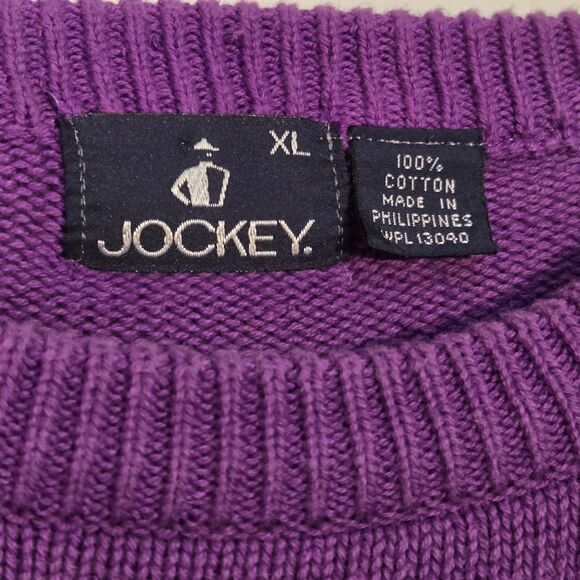 Vtg Jockey Striped Sweater Purple XL - Picture 3 of 5
